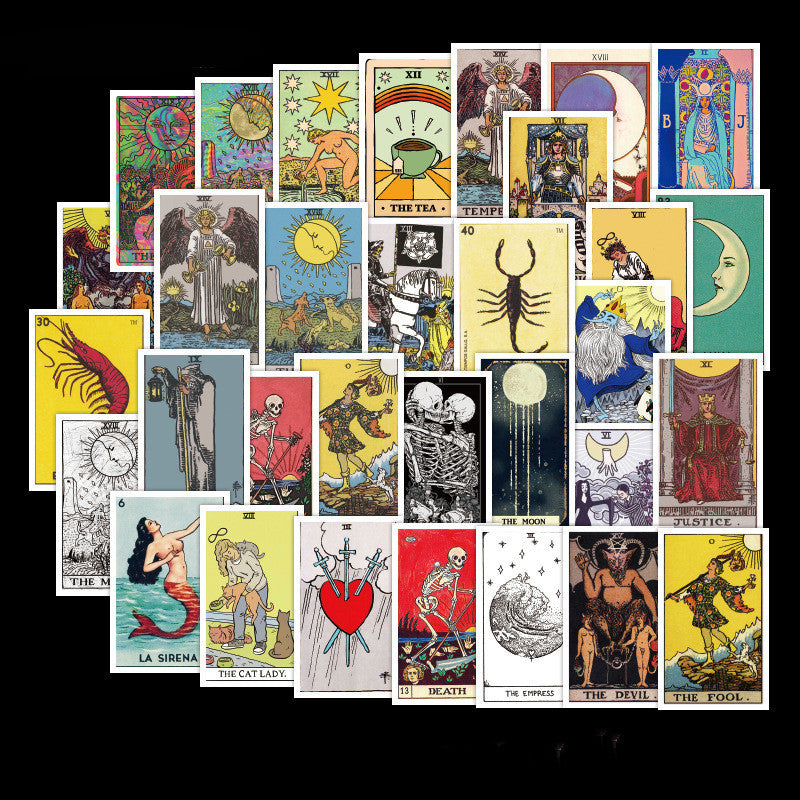 60-Piece Tarot Card Sticker Set – Mystical Divination & Witchcraft Aesthetic