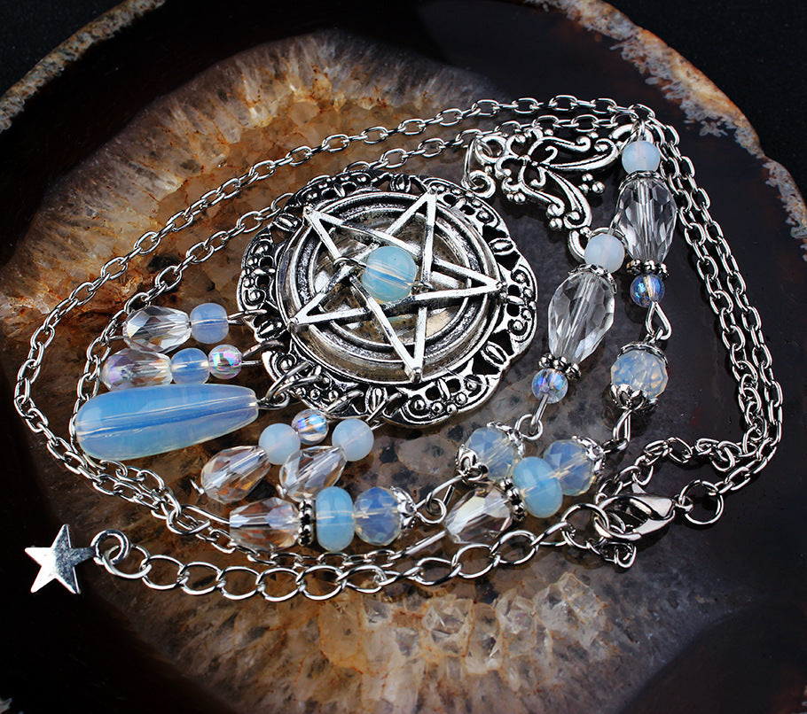 Enchanted Opal Pentagram Necklace ā Mystical Witchcraft Jewelry