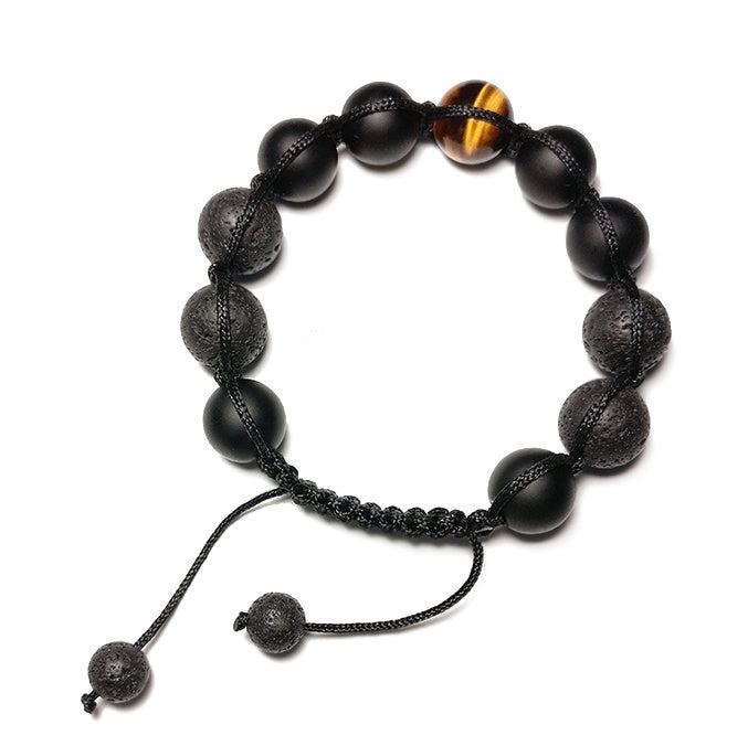 Volcanic Stone & Tiger Eye Energy Bracelet – Strength, Protection & Balance