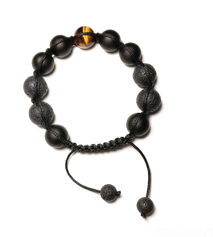 Volcanic Stone & Tiger Eye Energy Bracelet – Strength, Protection & Balance