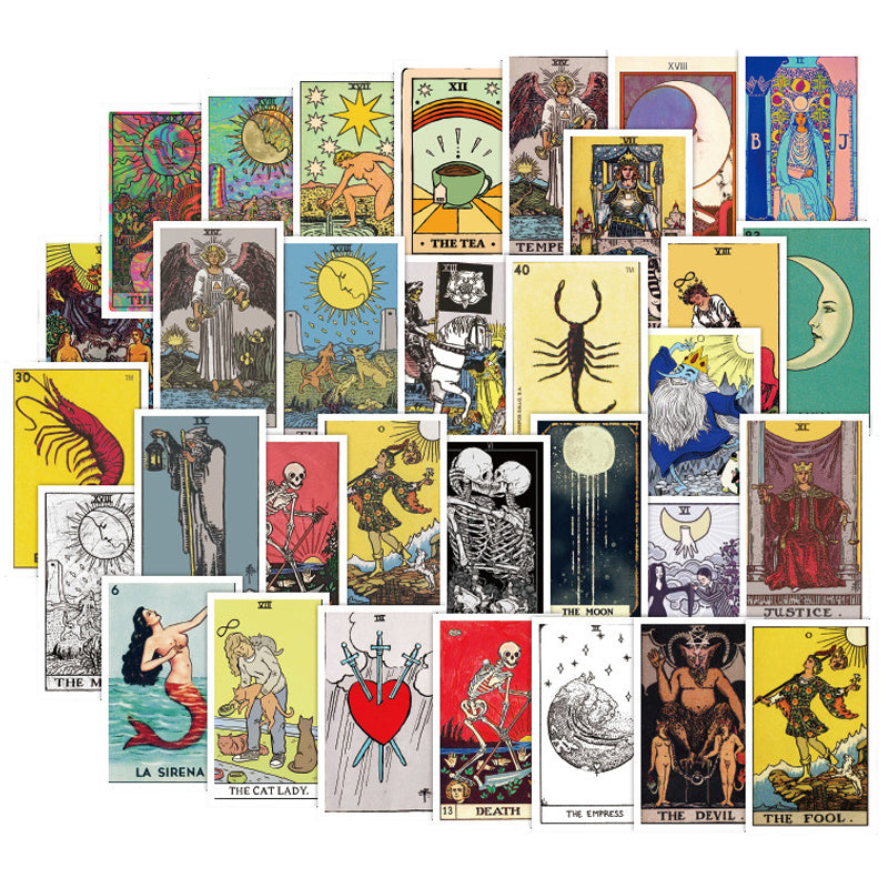 60-Piece Tarot Card Sticker Set – Mystical Divination & Witchcraft Aesthetic