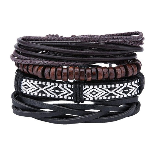 Mystic Protection Leather Bracelet Set – Woven Energies of Strength & Balance
