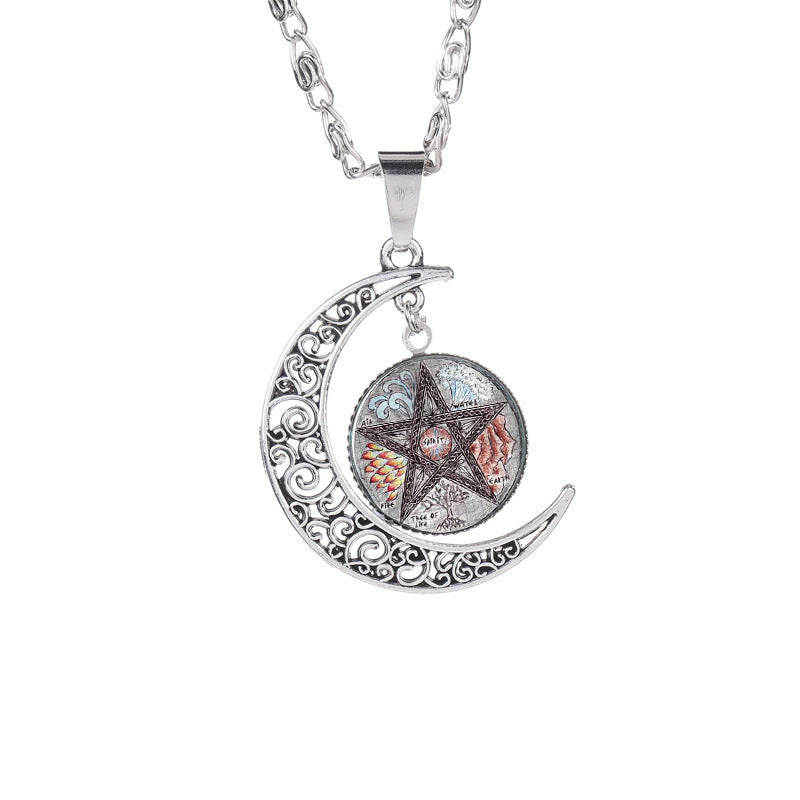 Witchcraft Pentagram Gemstone Necklace – Mystical Protection & Energy Amulet