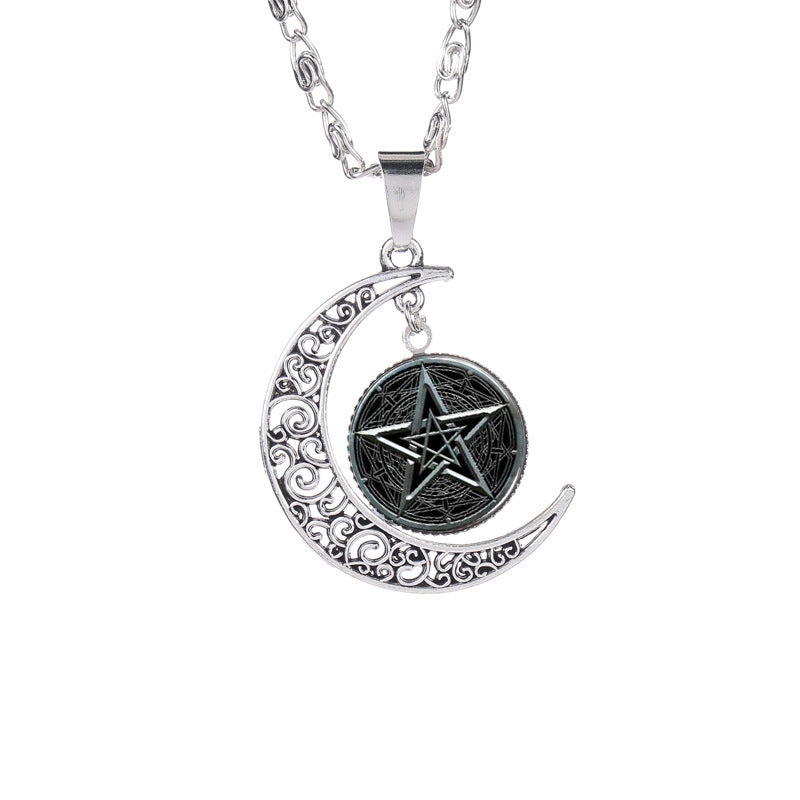 Witchcraft Pentagram Gemstone Necklace – Mystical Protection & Energy Amulet