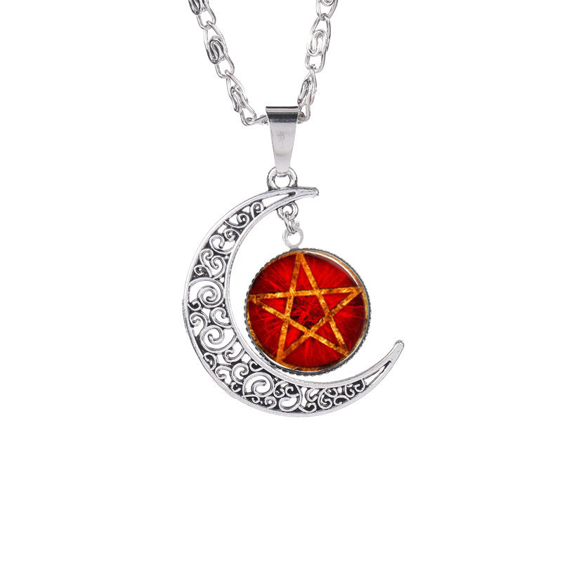Witchcraft Pentagram Gemstone Necklace – Mystical Protection & Energy Amulet