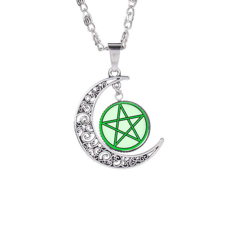 Witchcraft Pentagram Gemstone Necklace – Mystical Protection & Energy Amulet