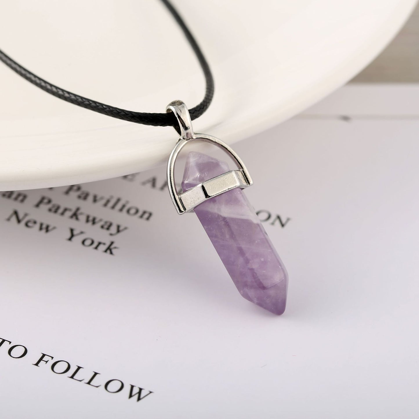 Natural Crystal Bullet Pendant Necklace – Energy & Protection Amulet