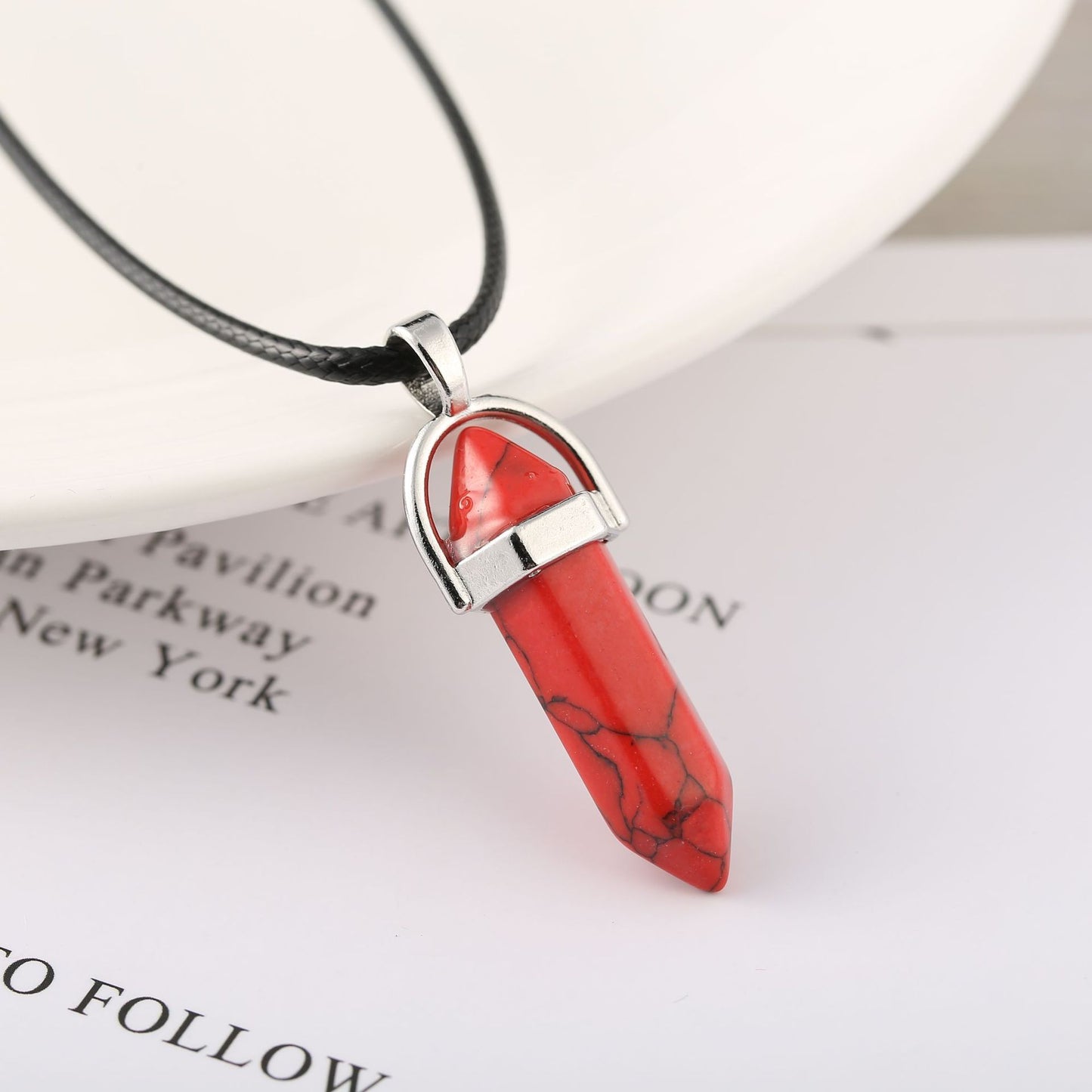 Natural Crystal Bullet Pendant Necklace – Energy & Protection Amulet