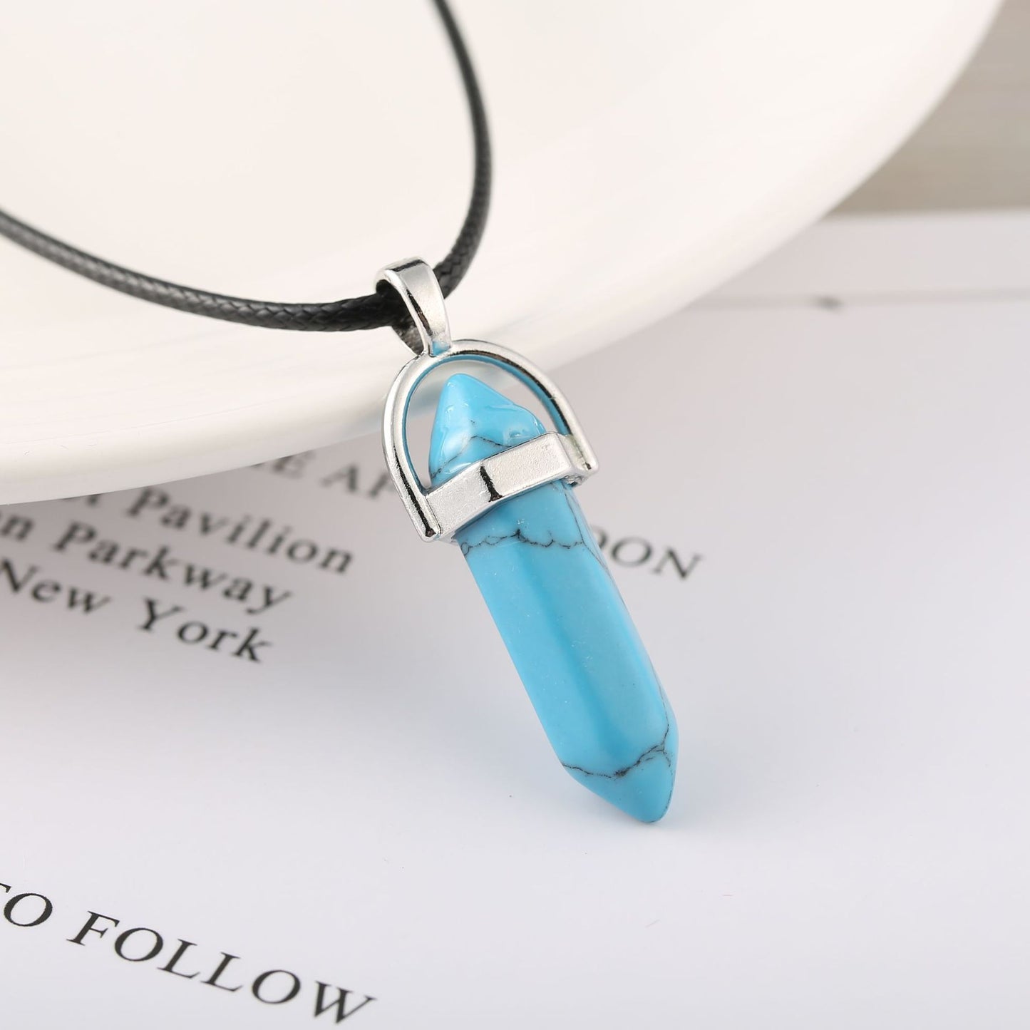 Natural Crystal Bullet Pendant Necklace – Energy & Protection Amulet