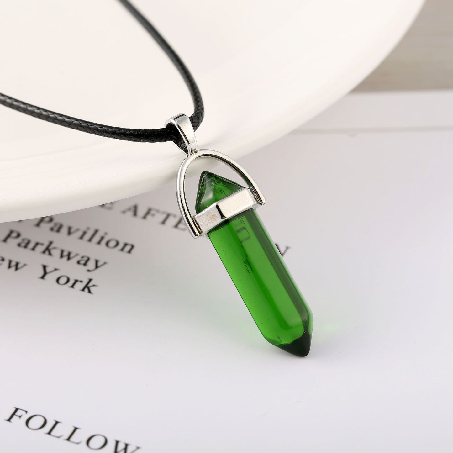 Natural Crystal Bullet Pendant Necklace – Energy & Protection Amulet
