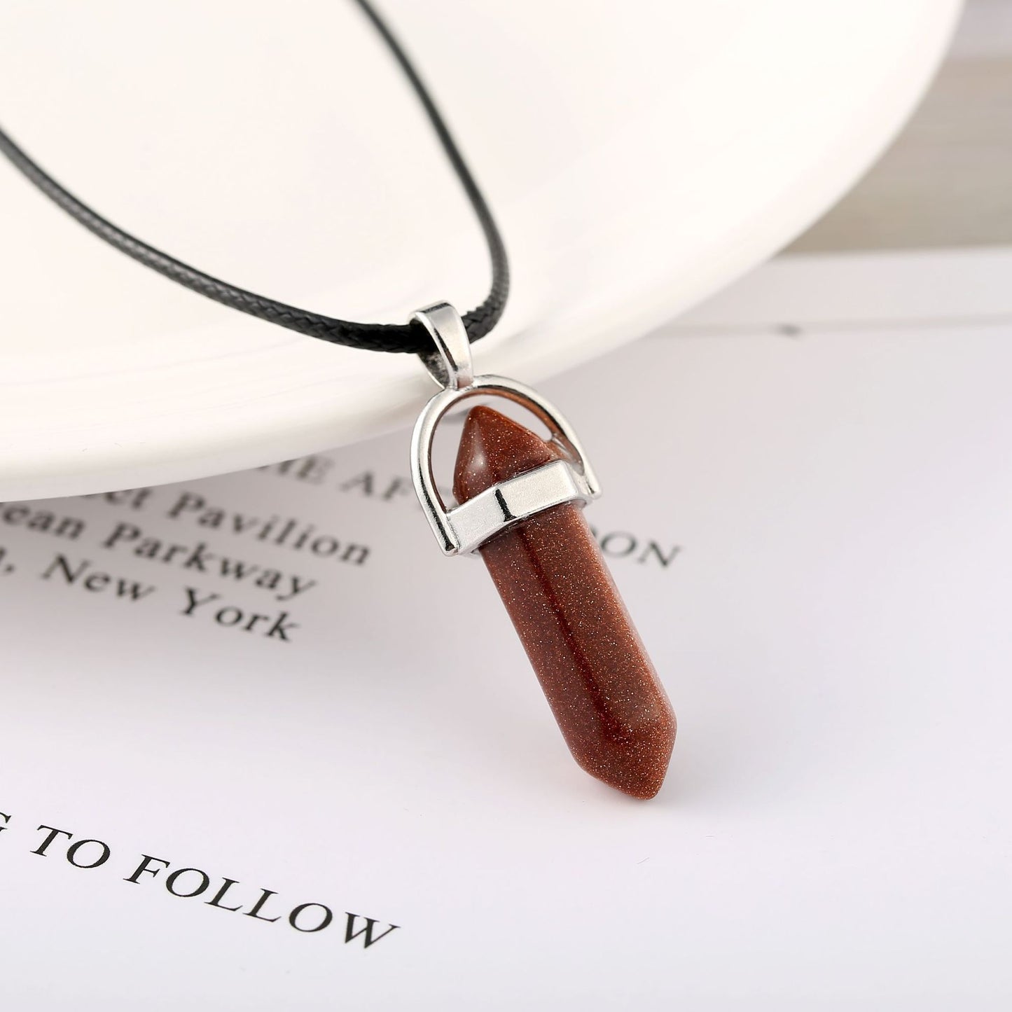 Natural Crystal Bullet Pendant Necklace – Energy & Protection Amulet