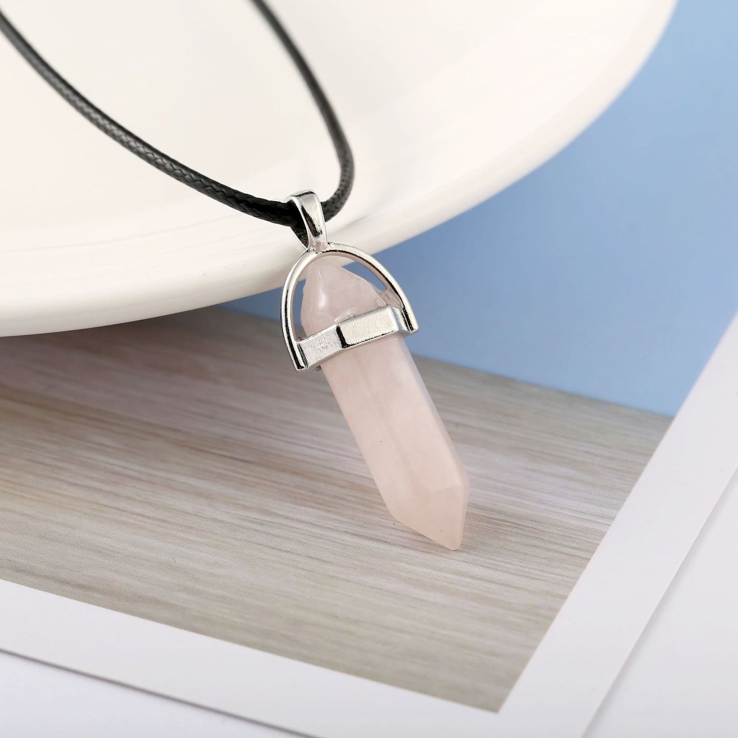 Natural Crystal Bullet Pendant Necklace – Energy & Protection Amulet