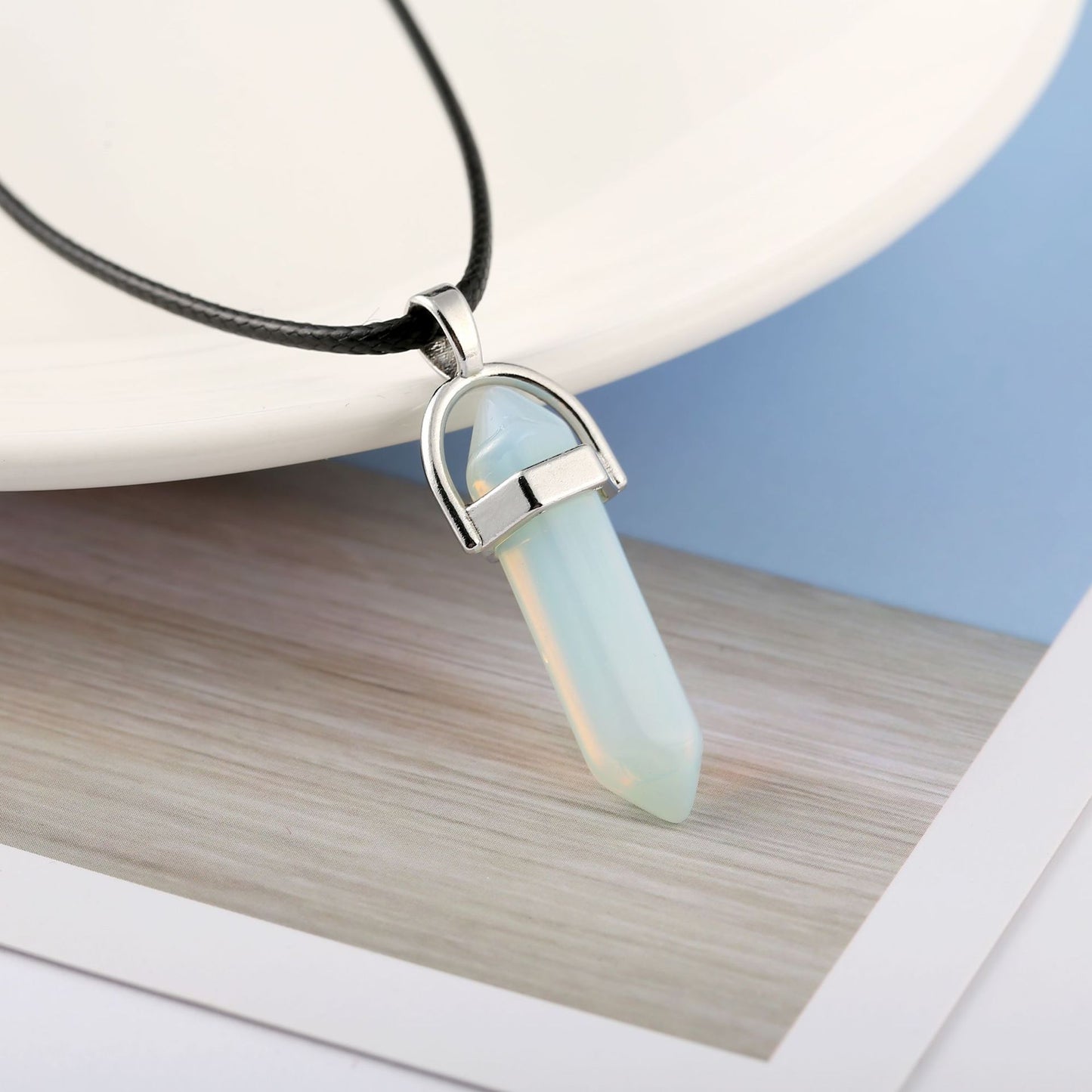 Natural Crystal Bullet Pendant Necklace – Energy & Protection Amulet