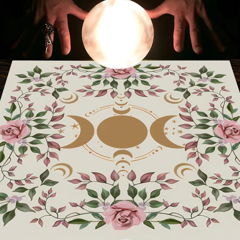 Tarot & Moon Altar Tablecloth – Sacred Divination Cloth for Readings