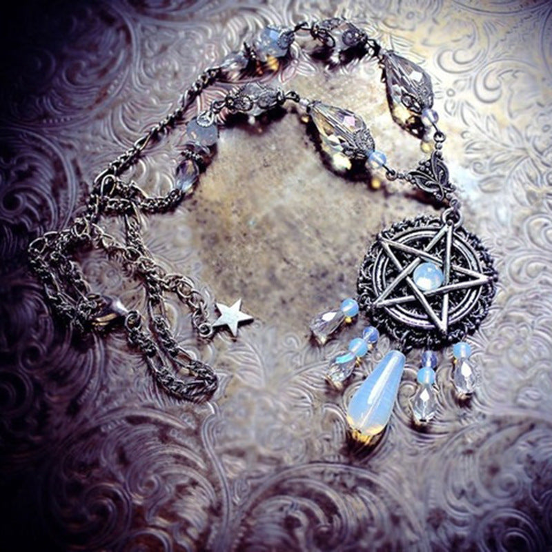Enchanted Opal Pentagram Necklace ā Mystical Witchcraft Jewelry