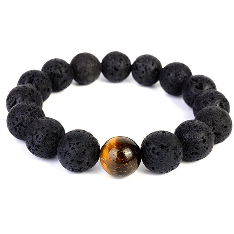 Volcanic Stone & Tiger Eye Energy Bracelet – Strength, Protection & Balance