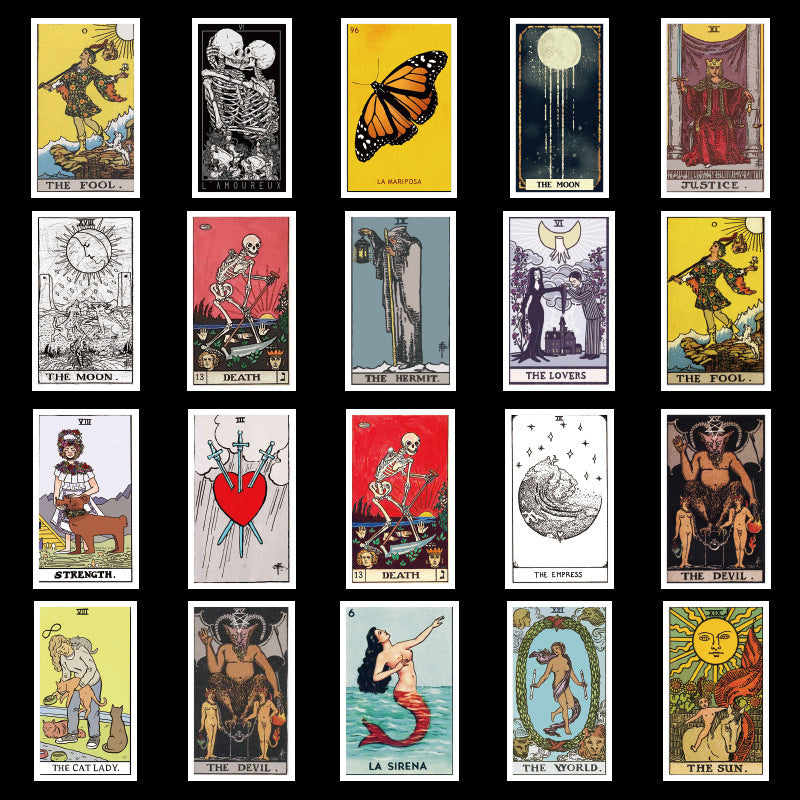 60-Piece Tarot Card Sticker Set – Mystical Divination & Witchcraft Aesthetic