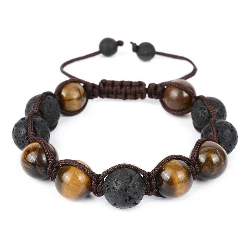 Volcanic Stone & Tiger Eye Energy Bracelet – Strength, Protection & Balance