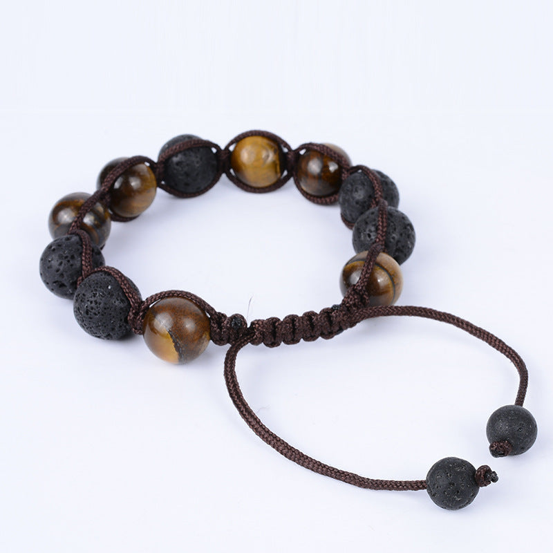 Volcanic Stone & Tiger Eye Energy Bracelet – Strength, Protection & Balance