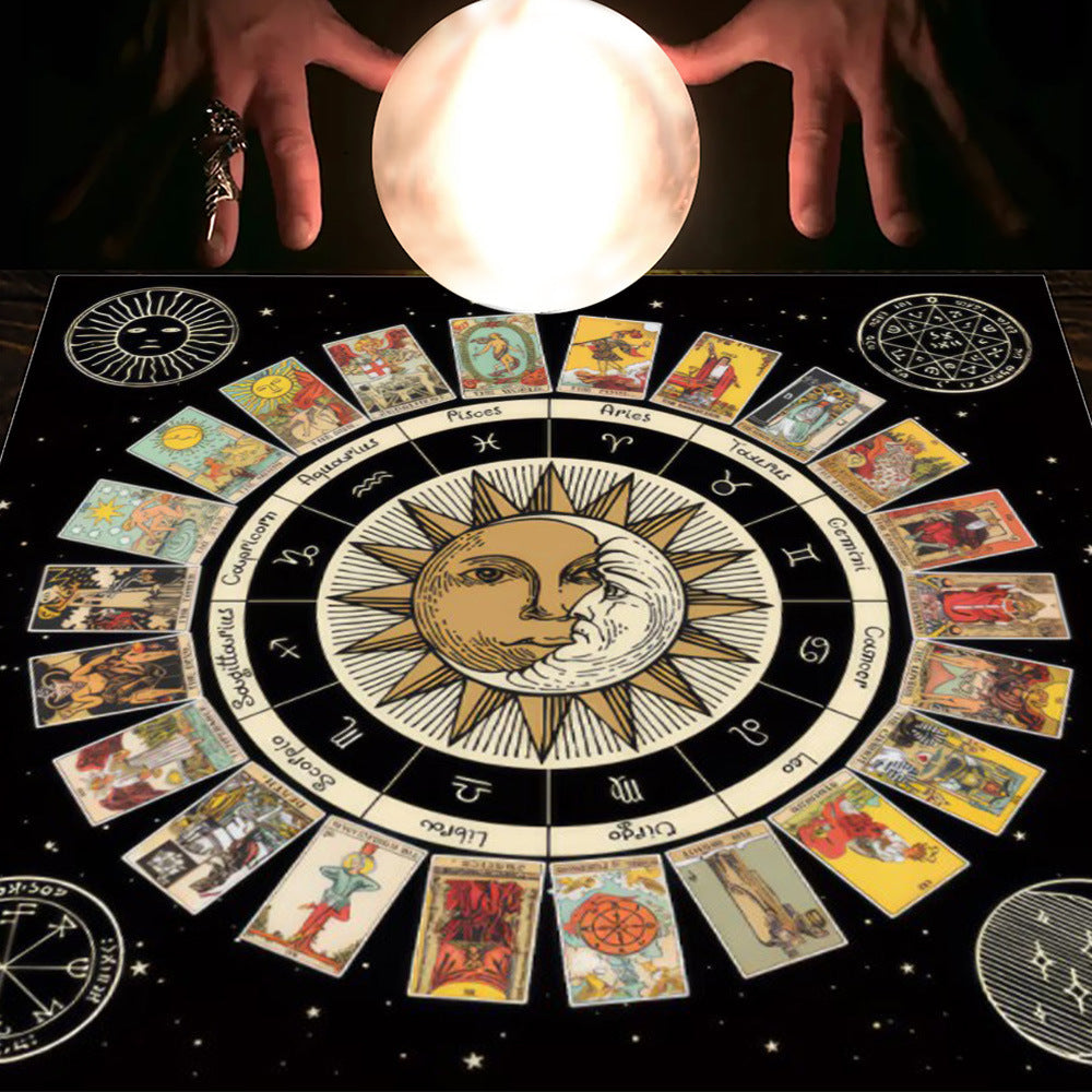 Tarot & Moon Altar Tablecloth – Sacred Divination Cloth for Readings
