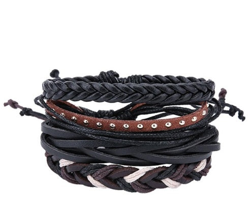 Mystic Protection Leather Bracelet Set – Woven Energies of Strength & Balance