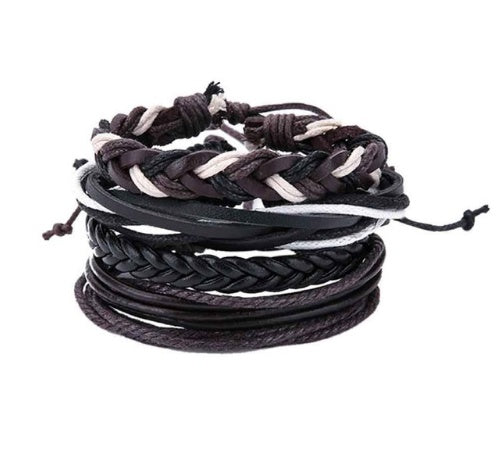 Mystic Protection Leather Bracelet Set – Woven Energies of Strength & Balance