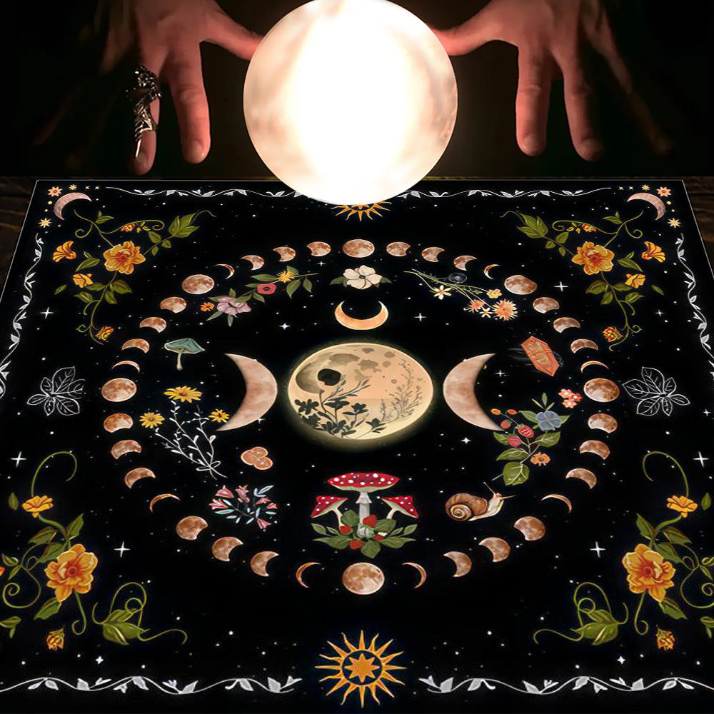 Tarot & Moon Altar Tablecloth – Sacred Divination Cloth for Readings