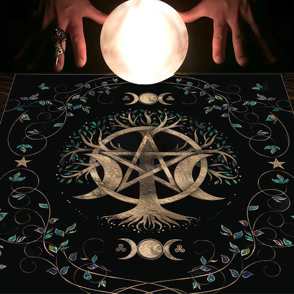 Tarot & Moon Altar Tablecloth – Sacred Divination Cloth for Readings