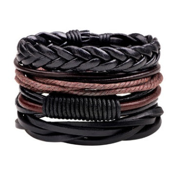 Mystic Protection Leather Bracelet Set – Woven Energies of Strength & Balance