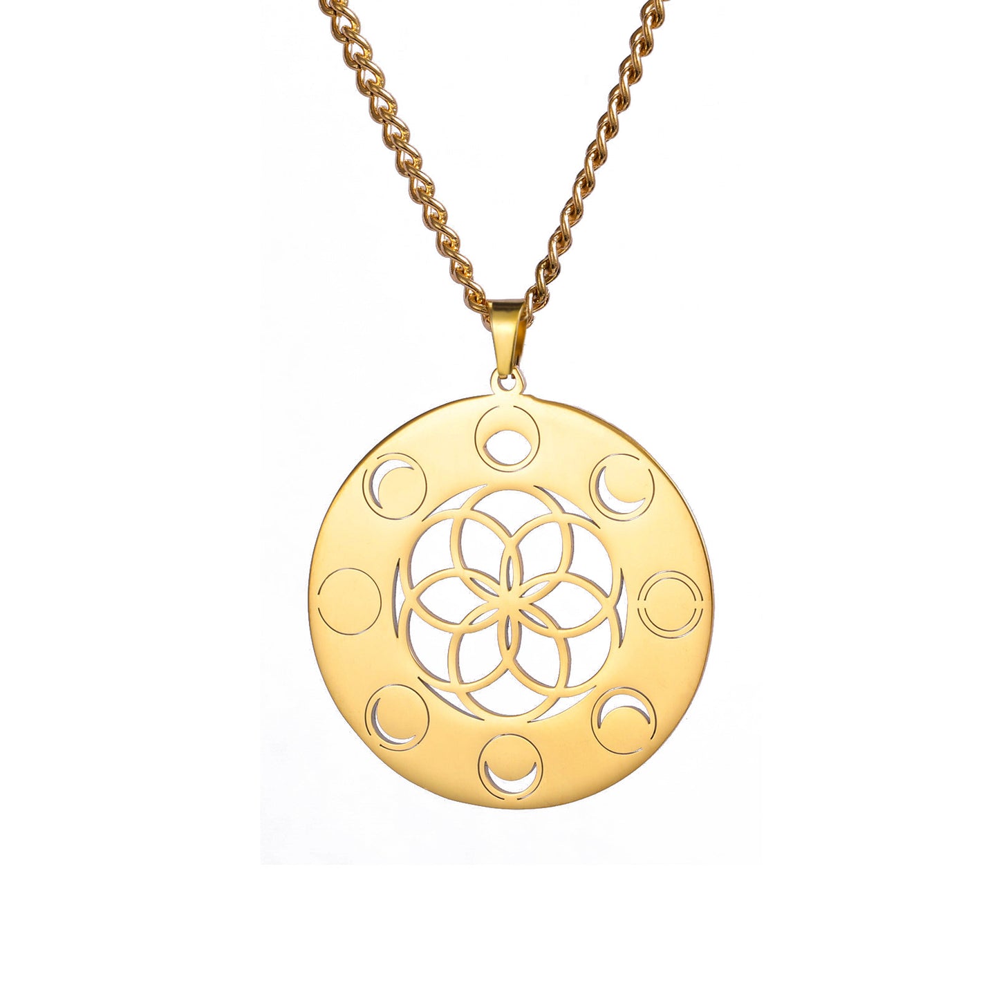 Celestial Harmony Moon Phase Pendant – Cosmic Energy Necklace for Spiritual Awakening