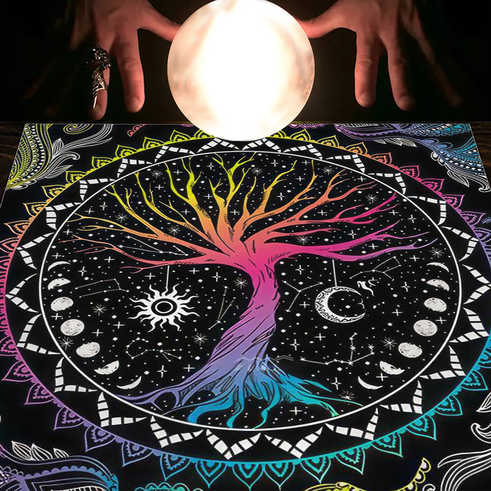 Tarot & Moon Altar Tablecloth – Sacred Divination Cloth for Readings
