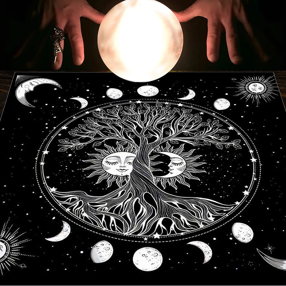 Tarot & Moon Altar Tablecloth – Sacred Divination Cloth for Readings