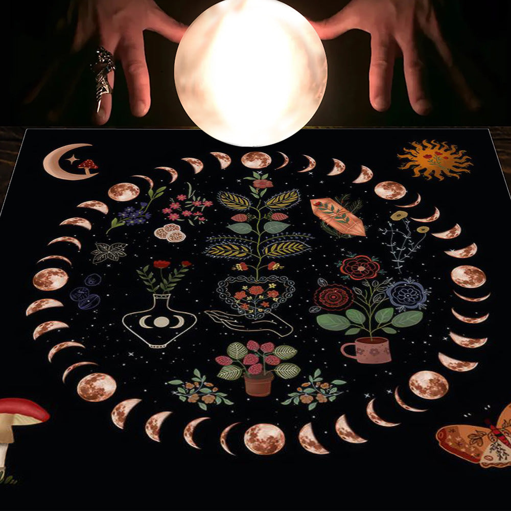 Tarot & Moon Altar Tablecloth – Sacred Divination Cloth for Readings