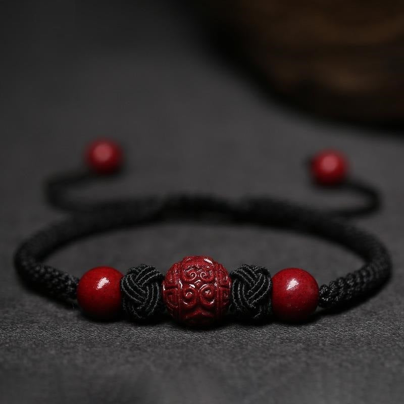 Cinnabar Protection Bracelet – Handwoven Talisman for Luck, Energy, and Spiritual Power
