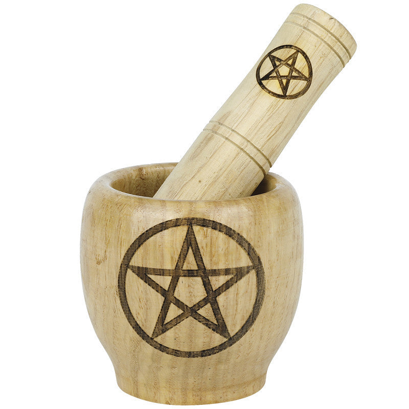 Sacred Wooden Mortar & Pestle – Altar Tool for Herbal Magic & Ritual Work