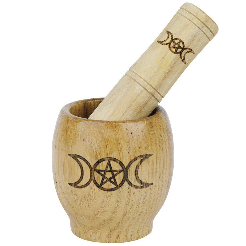 Sacred Wooden Mortar & Pestle – Altar Tool for Herbal Magic & Ritual Work